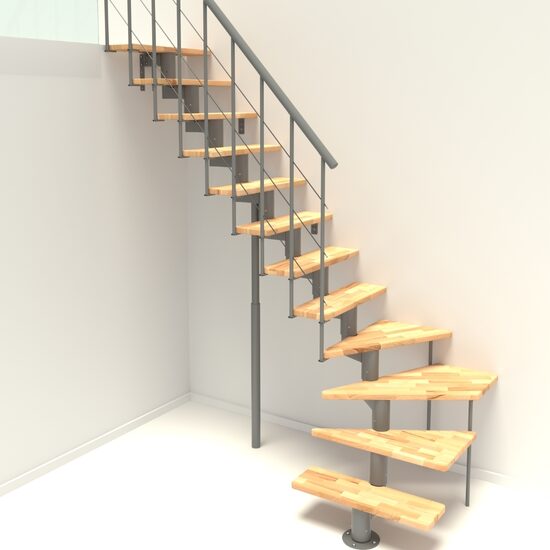 Modultrappa Comfort Top Turn Minka – Grå / Bok, 1/4-sväng